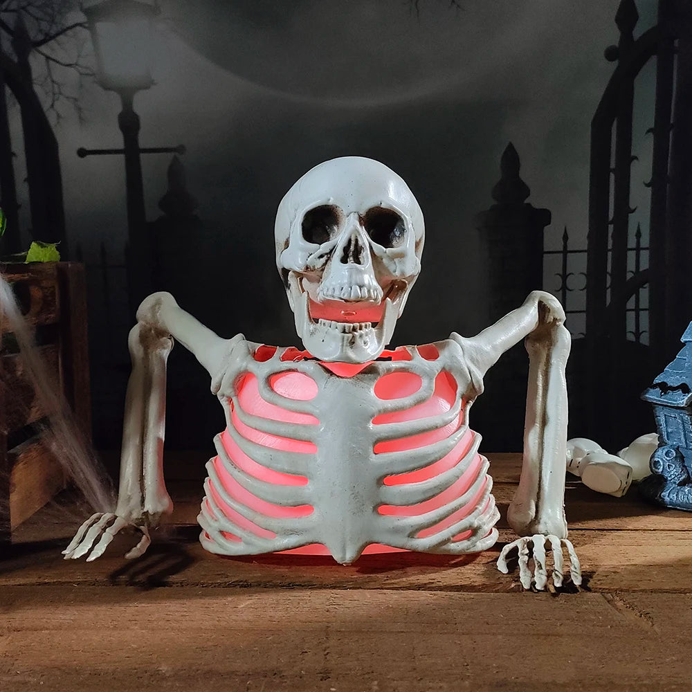 Halloween Glowing Skull Skeleton Decoration Colorful Haunted House Outdoor Courtyard Horror Props Holiday Home Halloween Decorat