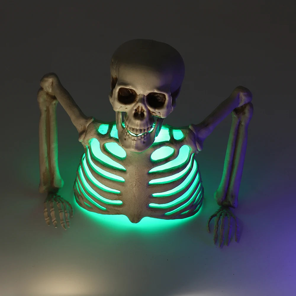 Halloween Glowing Skull Skeleton Decoration Colorful Haunted House Outdoor Courtyard Horror Props Holiday Home Halloween Decorat