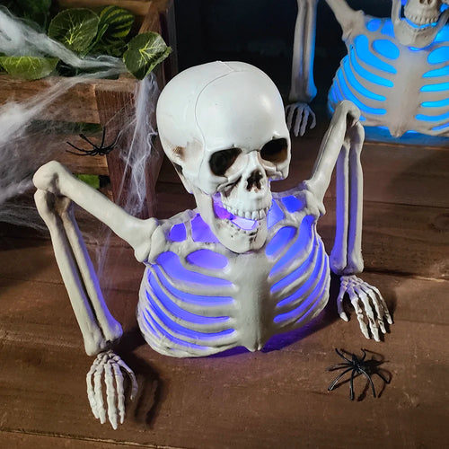 Halloween Glowing Skull Skeleton Decoration Colorful Haunted House Outdoor Courtyard Horror Props Holiday Home Halloween Decorat