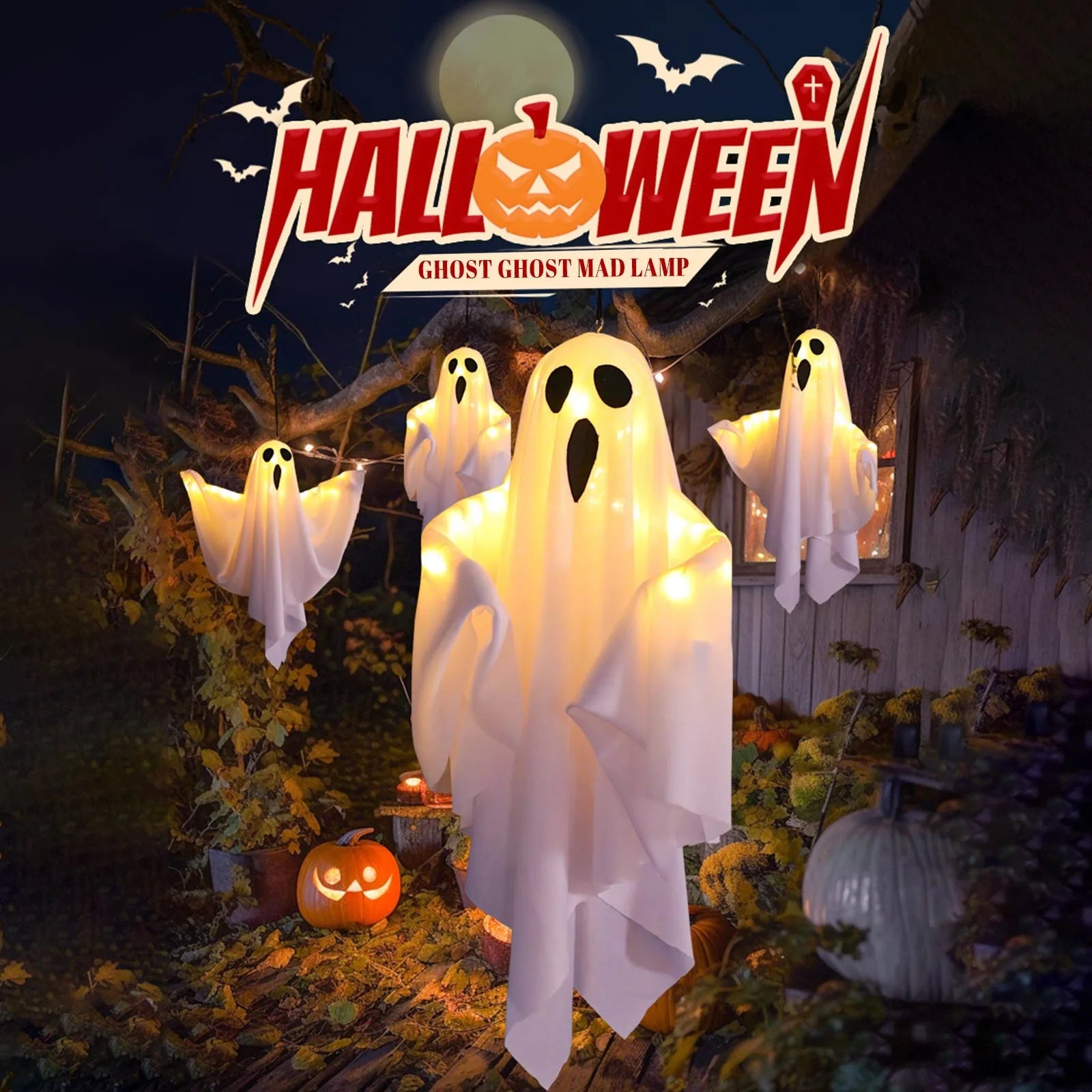 🔥Halloween Pre Sale 50% OFF – 👻 Light-Up Hanging Ghosts