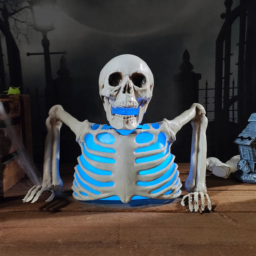 Halloween Glowing Skull Skeleton Decoration Colorful Haunted House Outdoor Courtyard Horror Props Holiday Home Halloween Decorat