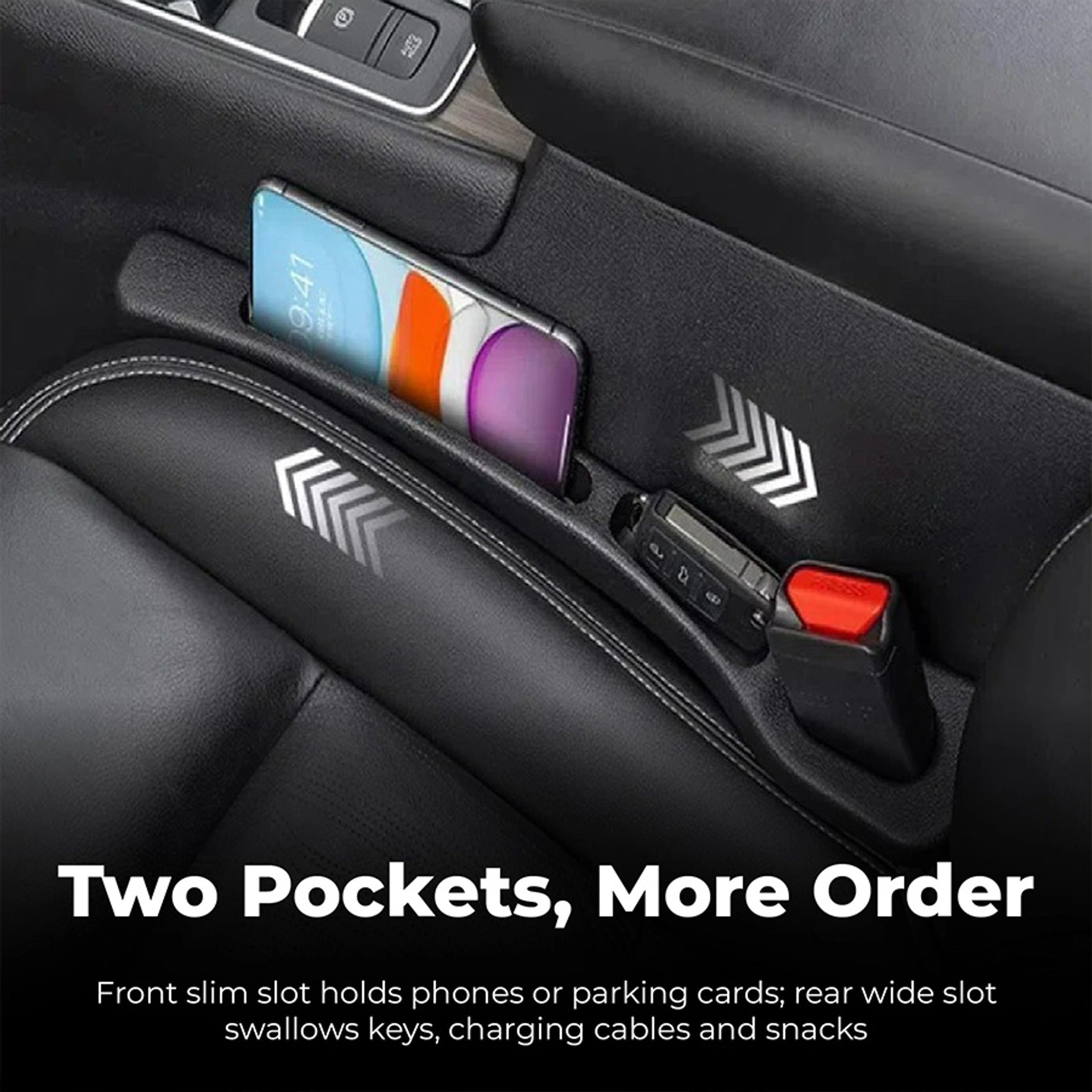 🔥Last Day 50% OFF🔥Universal Car Seat Gap Filler Strip – Anti-Drop Pad with Seatbelt Slot