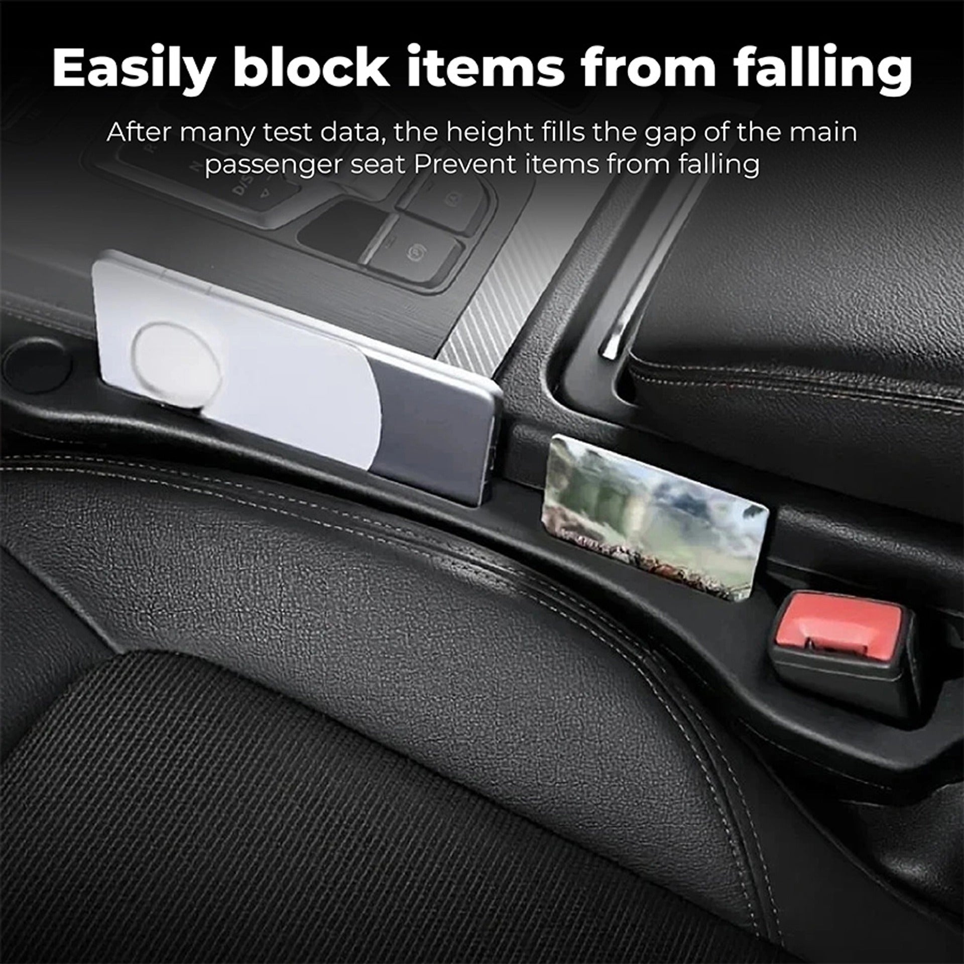 🔥Last Day 50% OFF🔥Universal Car Seat Gap Filler Strip – Anti-Drop Pad with Seatbelt Slot